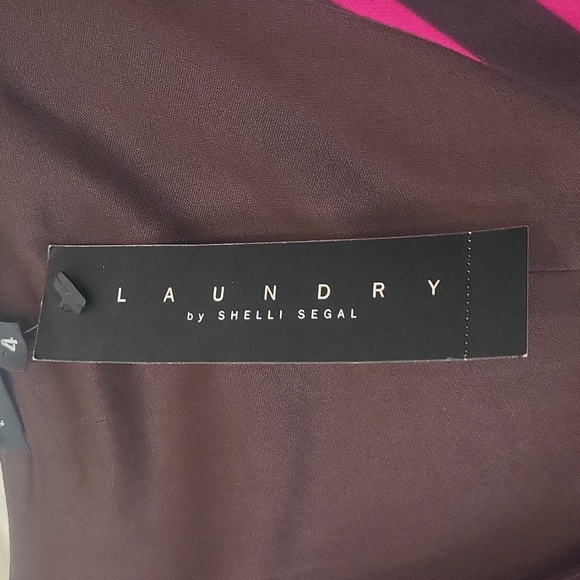 LAUNDRY by SHELLI SEGAL Brown Black Striped Drop Waist V-neck Sleeveless Dress - Picture 4 of 14